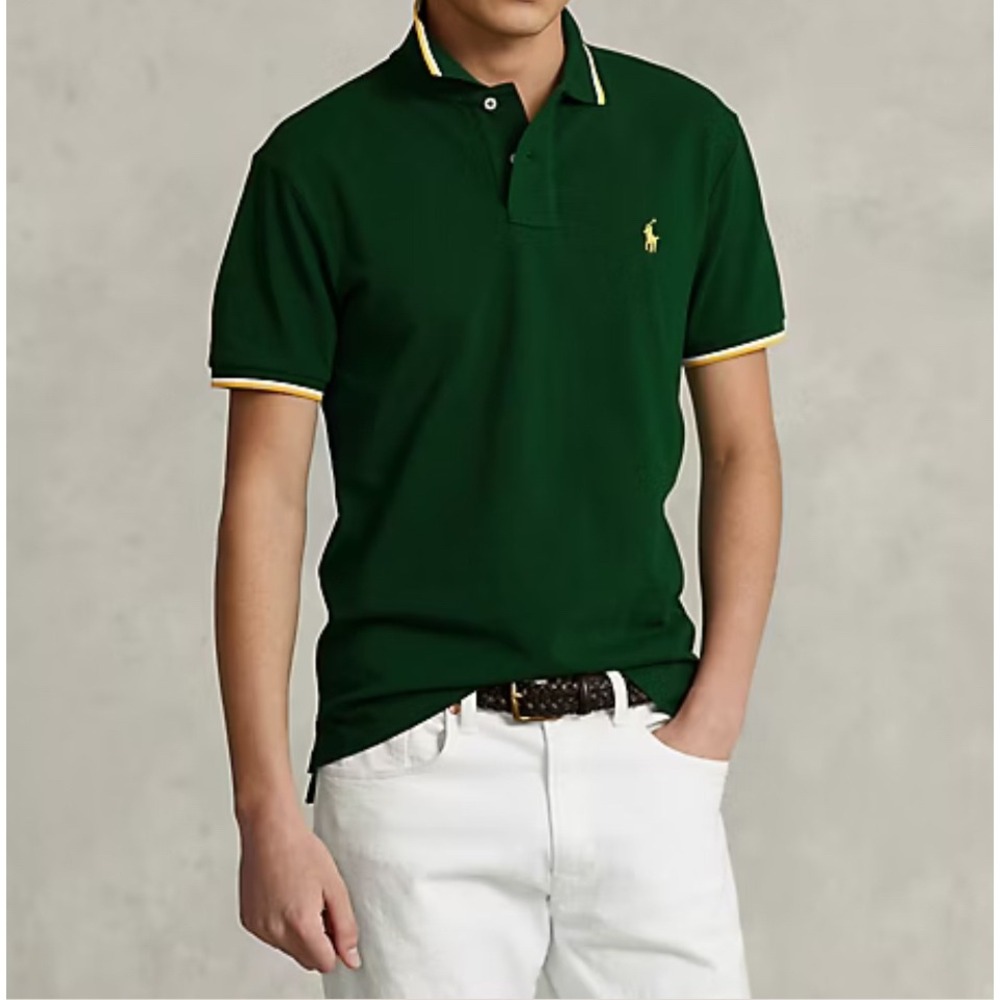 Polo Ralph Lauren Polo Shirt Mens XXL Green Tipped Classic Fit Pony Logo Pique